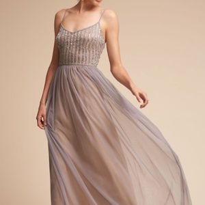 BHLDN Adrianna Papell Silver Grey Laurent Dress